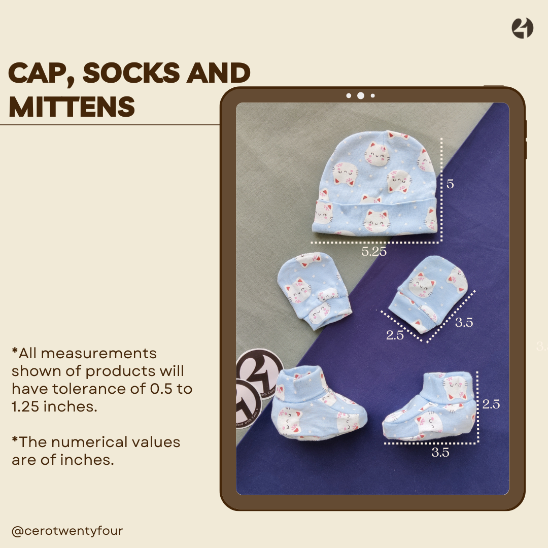 Blue Bear Cap, Socks and Mitten Set